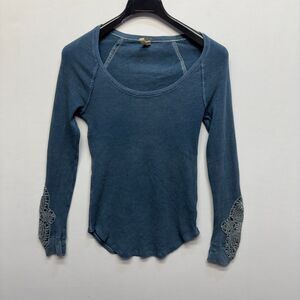 Free People We The Free Women Thermal Waffle Knit Shirt Top Size Medium D066 -6